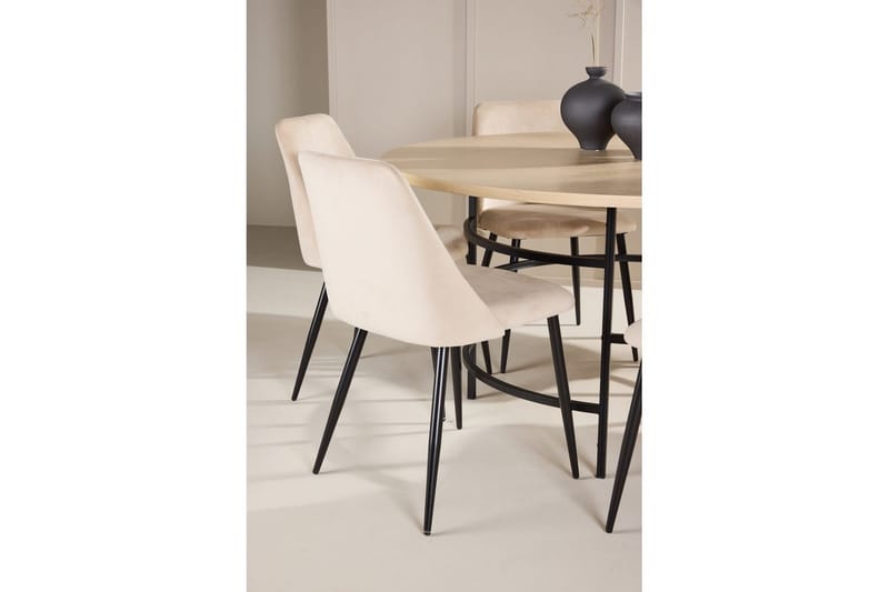 Spisegruppe Copenhagen Rund 140 cm med 6 Night-stoler Hvit / Svart - Hvit / Svart - Møbler - Bord - Spisegrupper