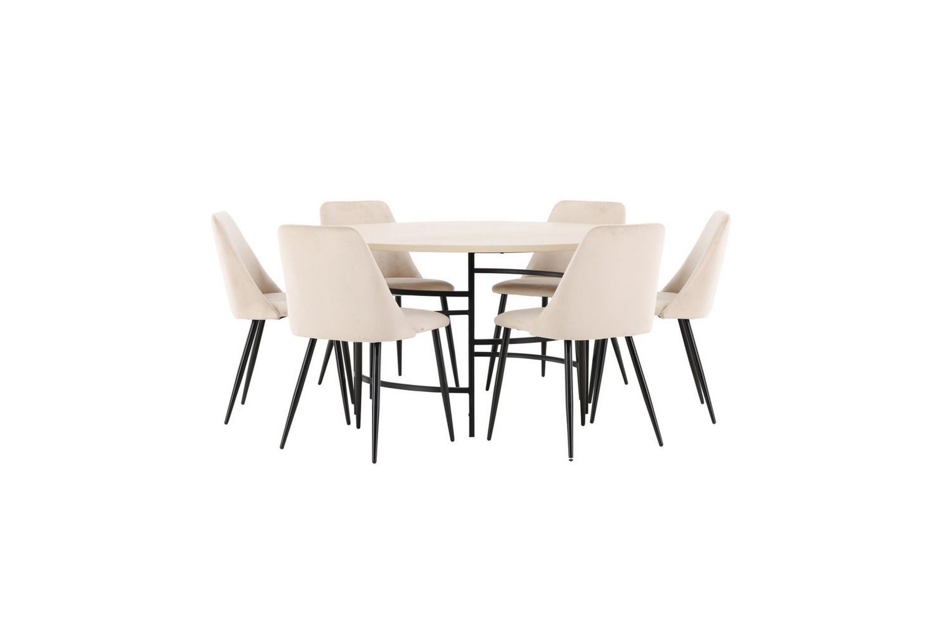 Spisegruppe Copenhagen Rund 140 cm med 6 Night-stoler Hvit / Svart - Hvit / Svart - Møbler - Bord - Spisegrupper