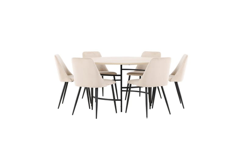 Spisegruppe Copenhagen Rund 140 cm med 6 Night-stoler Hvit / Svart - Hvit / Svart - Møbler - Bord - Spisegrupper