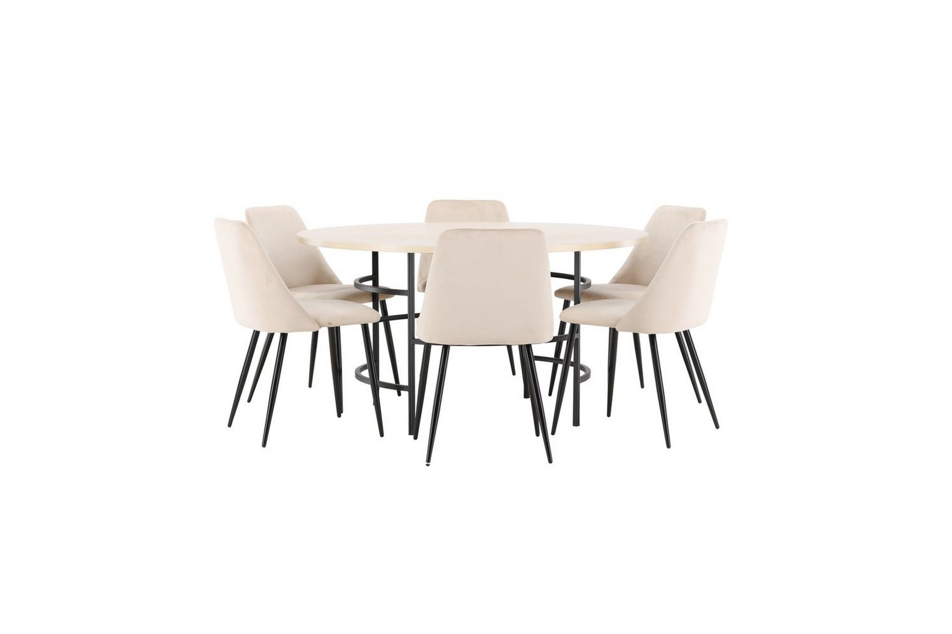 Spisegruppe Copenhagen Rund 140 cm med 6 Night-stoler Hvit / Svart - Hvit / Svart - Møbler - Bord - Spisegrupper