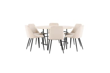Spisegruppe Copenhagen Rund 140 cm med 6 Night-stoler Hvit / Svart - Hvit / Svart - Møbler - Bord - Spisegrupper