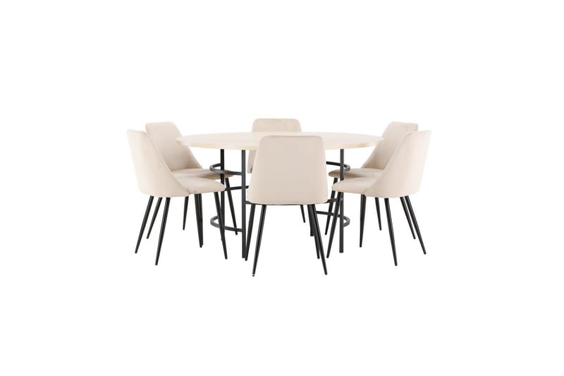 Spisegruppe Copenhagen Rund 140 cm med 6 Night-stoler Hvit / Svart - Hvit / Svart - Møbler - Bord - Spisegrupper