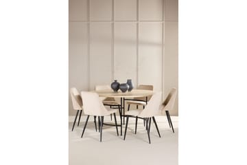 Spisegruppe Copenhagen Rund 140 cm med 6 Night-stoler Hvit / Svart - Hvit / Svart - Møbler - Bord - Spisegrupper