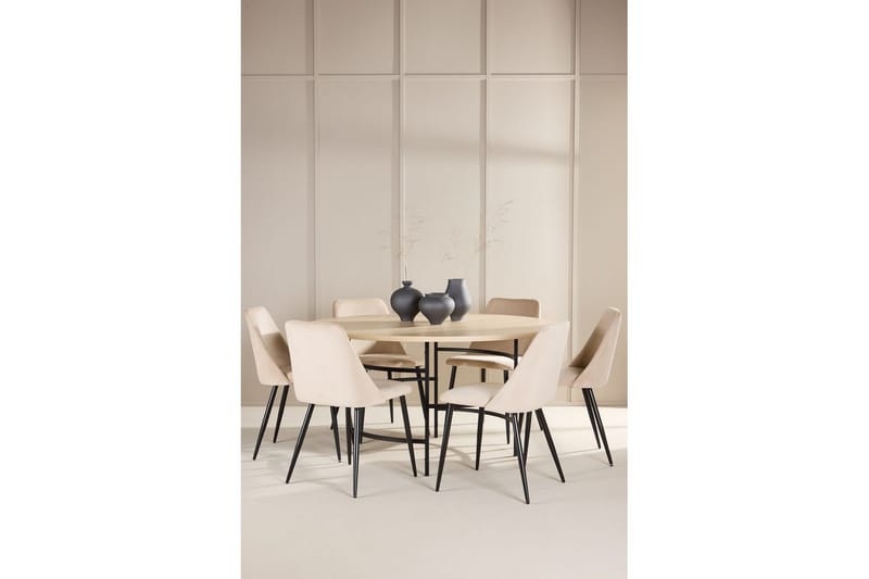 Spisegruppe Copenhagen Rund 140 cm med 6 Night-stoler Hvit / Svart - Hvit / Svart - Møbler - Bord - Spisegrupper
