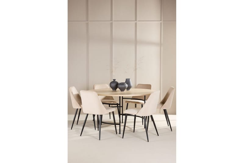 Spisegruppe Copenhagen Rund 140 cm med 6 Night-stoler Hvit / Svart - Hvit / Svart - Møbler - Bord - Spisegrupper