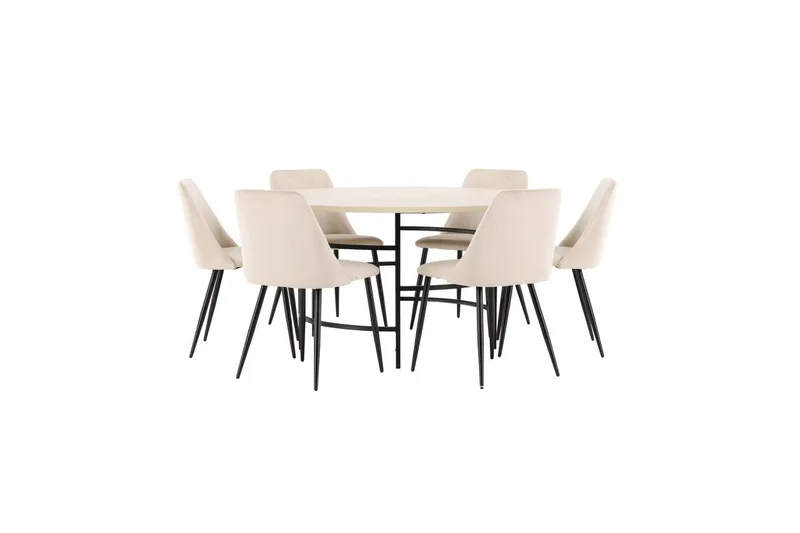 Spisegruppe Copenhagen Rund 140 cm med 6 Night-stoler Hvit / Svart, Hvit / Svart