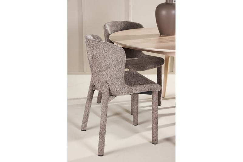 Spisegruppe Flora Rund 120 cm Hvit med 4 stk Astoria stoler Brun - Brun - Møbler - Bord - Spisegrupper