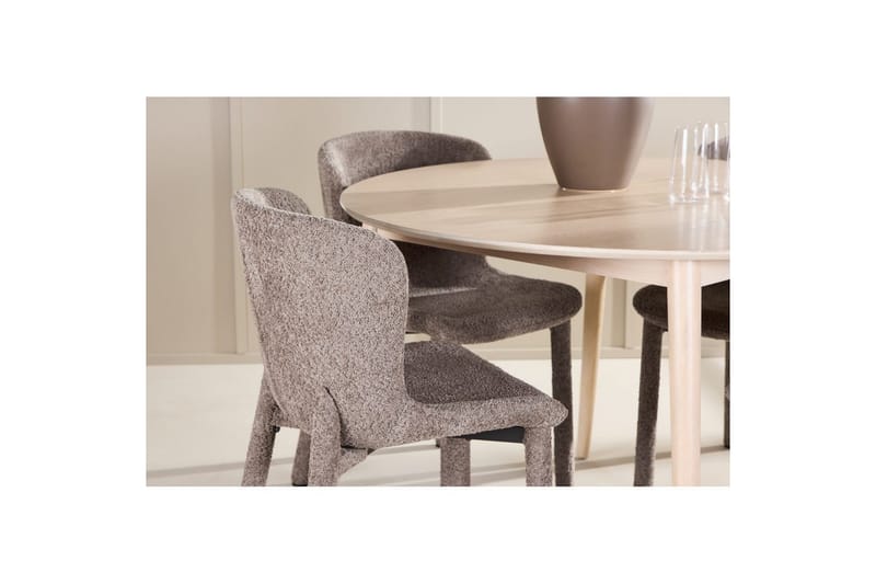 Spisegruppe Flora Rund 120 cm Hvit med 4 stk Astoria stoler Brun - Brun - Møbler - Bord - Spisegrupper