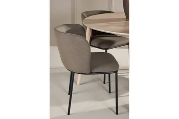 Spisegruppe Flora Rund 120 cm Hvit med 4 stk Edina stoler Svart / Brun - Svart / Brun - Møbler - Bord - Spisegrupper