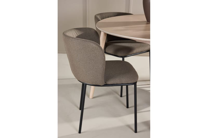 Spisegruppe Flora Rund 120 cm Hvit med 4 stk Edina stoler Svart / Brun - Svart / Brun - Møbler - Bord - Spisegrupper