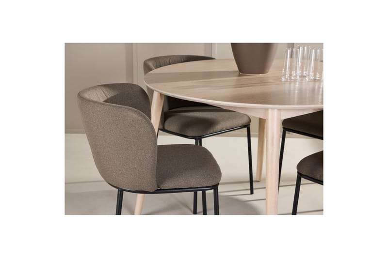Spisegruppe Flora Rund 120 cm Hvit med 4 stk Edina stoler Svart / Brun - Svart / Brun - Møbler - Bord - Spisegrupper