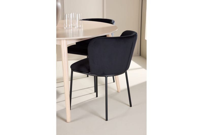 Spisegruppe Flora Rund 120 cm Hvit med 4 stk Edina stoler Svart - Svart - Møbler - Bord - Spisegrupper