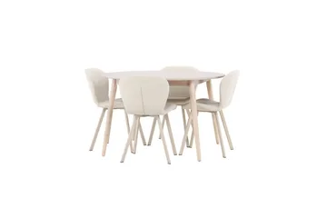 Spisegruppe Flora Rund 120 cm Hvit med 4 stk Lilja stoler - Møbler - Bord - Spisegrupper