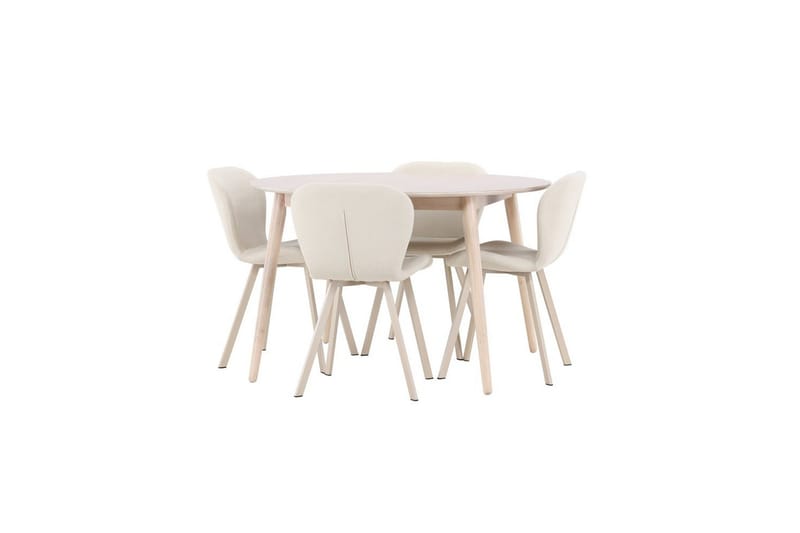 Spisegruppe Flora Rund 120 cm Hvit med 4 stk Lilja stoler - Møbler - Bord - Spisegrupper