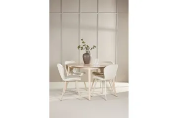 Spisegruppe Flora Rund 120 cm Hvit med 4 stk Lilja stoler - Møbler - Bord - Spisegrupper