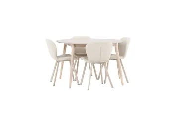 Spisegruppe Flora Rund 120 cm Hvit med 4 stk Lilja stoler - Møbler - Bord - Spisegrupper