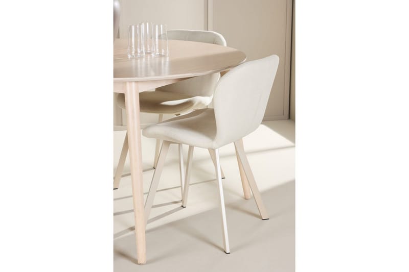 Spisegruppe Flora Rund 120 cm Hvit med 4 stk Lilja stoler - Møbler - Bord - Spisegrupper