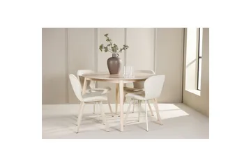 Spisegruppe Flora Rund 120 cm Hvit med 4 stk Lilja stoler - Møbler - Bord - Spisegrupper