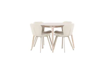 Spisegruppe Flora Rund 120 cm Hvit med 4 stk Lilja stoler - Møbler - Bord - Spisegrupper
