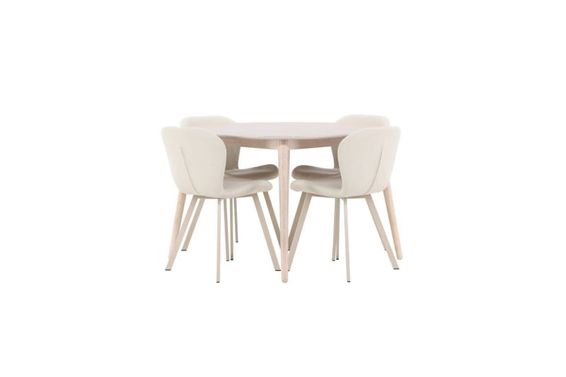 Spisegruppe Flora Rund 120 cm Hvit med 4 stk Lilja stoler, undefined