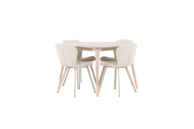 Spisegruppe Flora Rund 120 cm Hvit med 4 stk Lilja stoler - Møbler - Bord - Spisegrupper