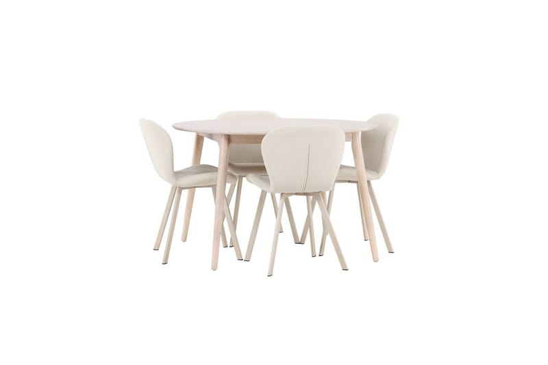 Spisegruppe Flora Rund 120 cm Hvit med 4 stk Lilja stoler - Møbler - Bord - Spisegrupper