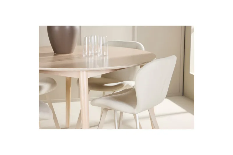 Spisegruppe Flora Rund 120 cm Hvit med 4 stk Lilja stoler - Møbler - Bord - Spisegrupper