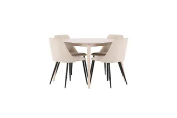 Spisegruppe Flora Rund 120 cm Hvit med 4 stk Night Stoler - Møbler - Bord - Spisegrupper