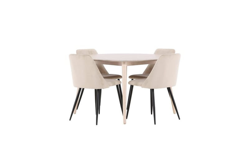 Spisegruppe Flora Rund 120 cm Hvit med 4 stk Night Stoler - Møbler - Bord - Spisegrupper