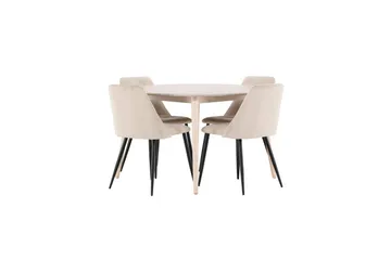 Spisegruppe Flora Rund 120 cm Hvit med 4 stk Night Stoler - Møbler - Bord - Spisegrupper