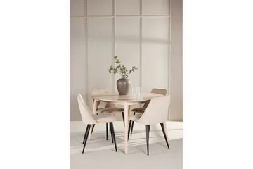 Spisegruppe Flora Rund 120 cm Hvit med 4 stk Night Stoler - Møbler - Bord - Spisegrupper