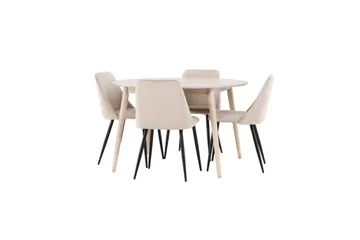 Spisegruppe Flora Rund 120 cm Hvit med 4 stk Night Stoler - Møbler - Bord - Spisegrupper
