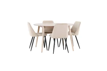 Spisegruppe Flora Rund 120 cm Hvit med 4 stk Night Stoler - Møbler - Bord - Spisegrupper