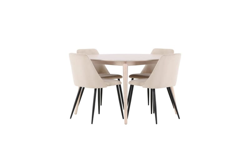 Spisegruppe Flora Rund 120 cm Hvit med 4 stk Night Stoler - Møbler - Bord - Spisegrupper
