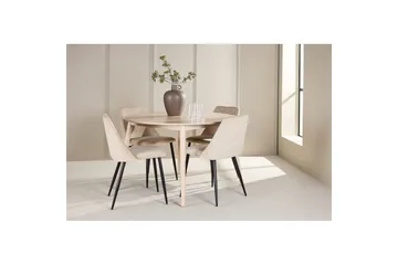 Spisegruppe Flora Rund 120 cm Hvit med 4 stk Night Stoler - Møbler - Bord - Spisegrupper