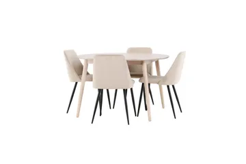 Spisegruppe Flora Rund 120 cm Hvit med 4 stk Night Stoler - Møbler - Bord - Spisegrupper