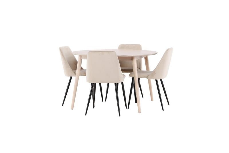 Spisegruppe Flora Rund 120 cm Hvit med 4 stk Night Stoler - Møbler - Bord - Spisegrupper