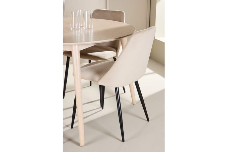 Spisegruppe Flora Rund 120 cm Hvit med 4 stk Night Stoler - Møbler - Bord - Spisegrupper