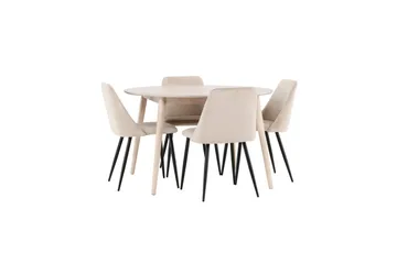 Spisegruppe Flora Rund 120 cm Hvit med 4 stk Night Stoler - Møbler - Bord - Spisegrupper