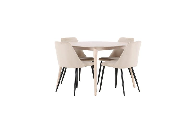 Spisegruppe Flora Rund 120 cm Hvit med 4 stk Night Stoler - Møbler - Bord - Spisegrupper
