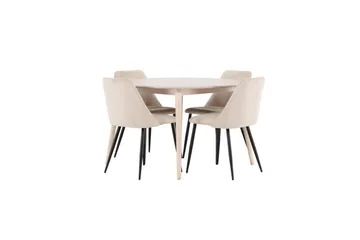 Spisegruppe Flora Rund 120 cm Hvit med 4 stk Night Stoler - Møbler - Bord - Spisegrupper