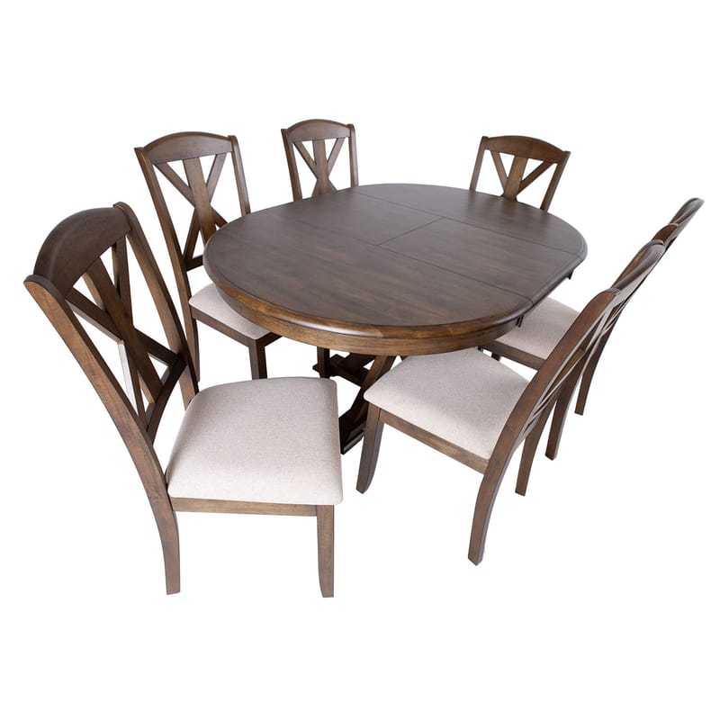 Spisegruppe HOME4YOU James bord og 6 stoler - Brun - Møbler - Bord - Spisegrupper