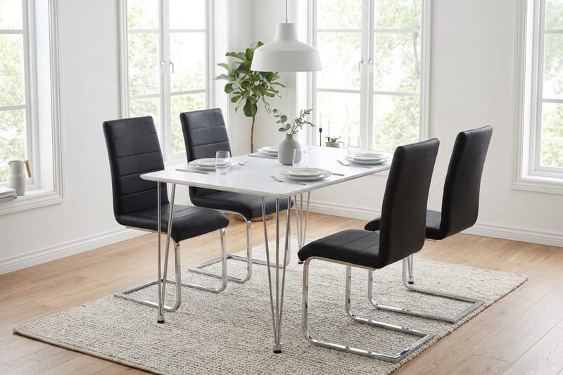 Spisegruppe Kronblom 120 cm med 4 Cibus stoler - Hvit - Møbler - Bord - Spisegrupper