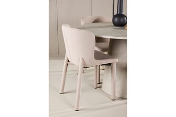 Spisegruppe Lanzo Rund 120 cm Beige med 4 stk Astoria Stoler Beige - Beige - Møbler - Bord - Spisegrupper