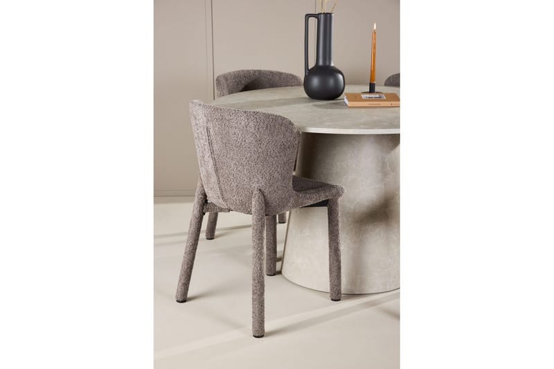 Spisegruppe Lanzo Rund 120 cm Beige med 4 stk Astoria Stoler Brun - Brun - Møbler - Bord - Spisegrupper