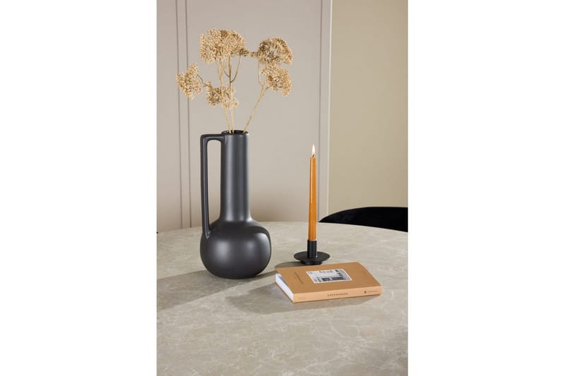 Spisegruppe Lanzo Rund 120 cm Beige med 4 stk Edina Stoler Svart - Svart - Møbler - Bord - Spisegrupper