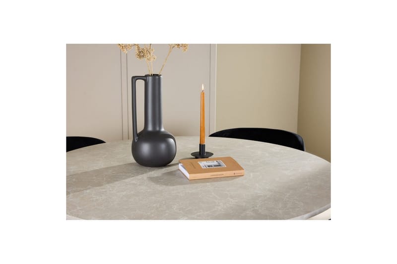 Spisegruppe Lanzo Rund 120 cm Beige med 4 stk Edina Stoler Svart - Svart - Møbler - Bord - Spisegrupper