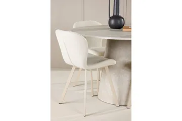 Spisegruppe Lanzo Rund 120 cm med 4 stk Lilja Stoler Beige - Beige - Møbler - Bord - Spisegrupper