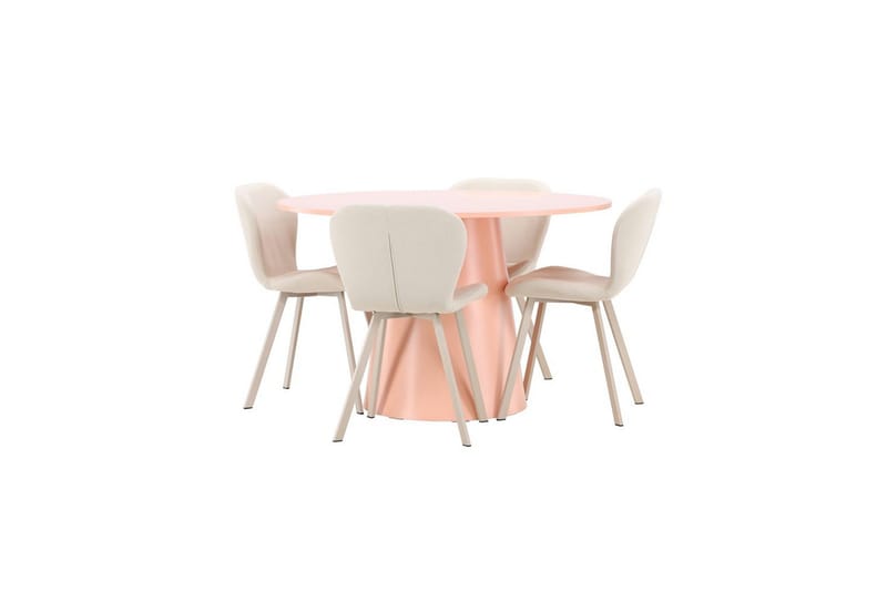 Spisegruppe Lanzo Rund 120 cm med 4 stk Lilja Stoler Rosa - Rosa - Møbler - Bord - Spisegrupper