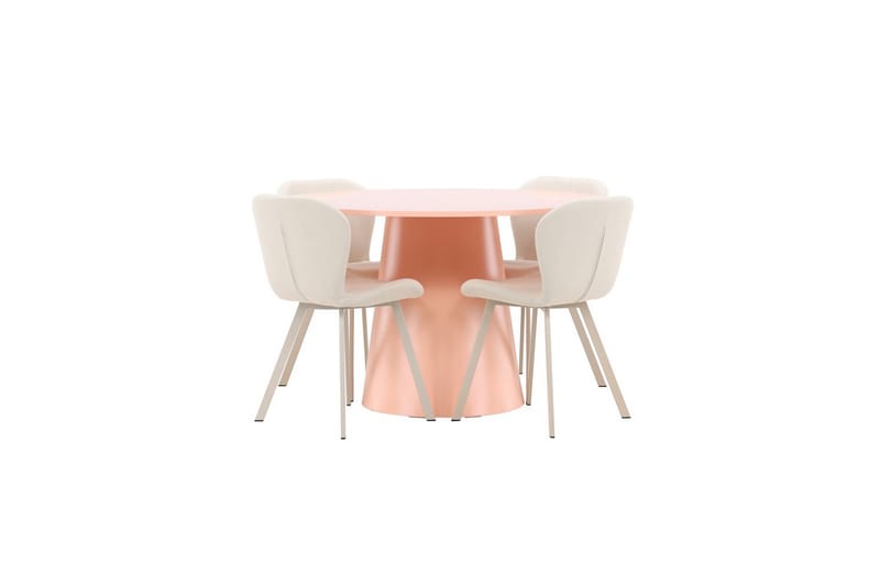 Spisegruppe Lanzo Rund 120 cm med 4 stk Lilja Stoler Rosa - Rosa - Møbler - Bord - Spisegrupper
